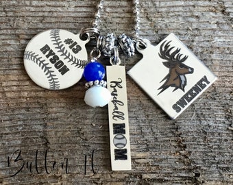 Personalized necklace, mom necklace, Football Mom, Baseball Mom, LOGO charm, Softball Mom, Basketball mom, charm necklace, sports mom