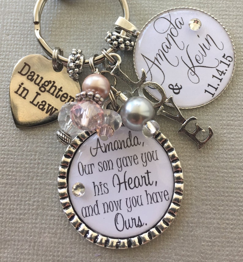 Future daughter in law gift, wedding bouquet charm, giving away my son is not an easy thing to do, Bridal bouquet charm, wedding gift bride image 7