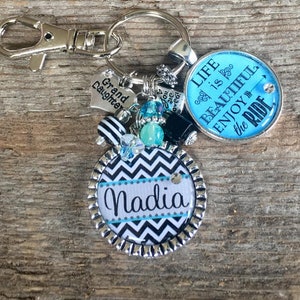 Sweet 16 key chain, Never drive faster than your guardian angel can fly, birthday quote, CHEVRON sweet 16 gift, daughter gift, niece gift image 7