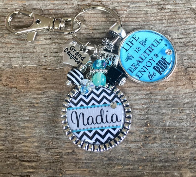 Sweet 16 key chain, Never drive faster than your guardian angel can fly, birthday quote, CHEVRON sweet 16 gift, daughter gift, niece gift image 7