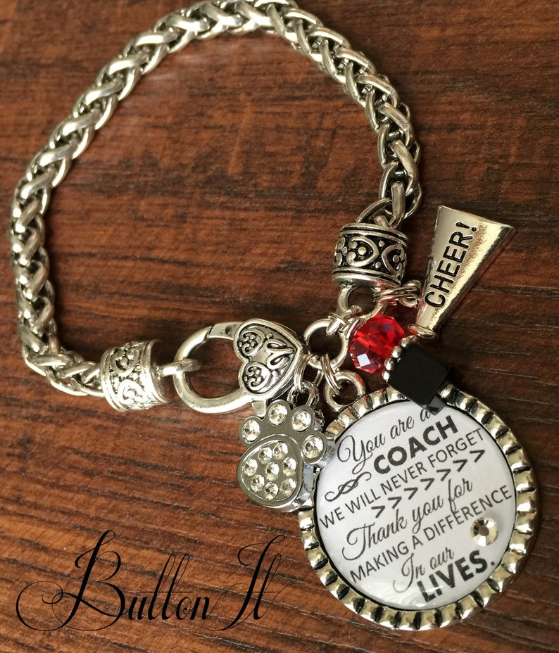 Coach Gift, Softball coach, Cheer coach, Volleyball Coach, Gift from team, Charm bracelet, Soccer Coach, Thank you gift, Inspirational quote image 4