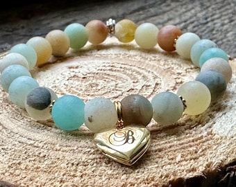 Locket bracelet, Personalized bracelet, initial bracelet, Gift for HER, Beaded bracelet, heart locket, gifts for mom, daughter gift mom gift