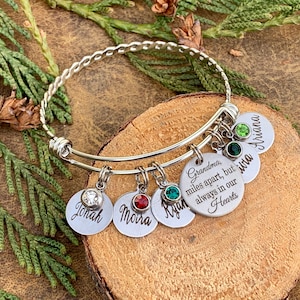 Grandma bracelet, grandma gift, personalized bracelet, Birthstone, Nana gift, grandchildren jewelry, children's names, long distance