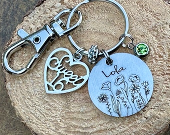 Sweet 16, gift for her, wildflower key chain, sweet 16 key chain, personalized key chain, Daughter gift, best friend gift, birthday gift