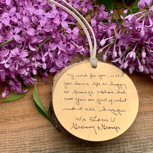 Ornament, loss of loved one, Ornaments, handwritten, handwriting, ornaments personalized, remembrance, sympathy gift, engraved ornament