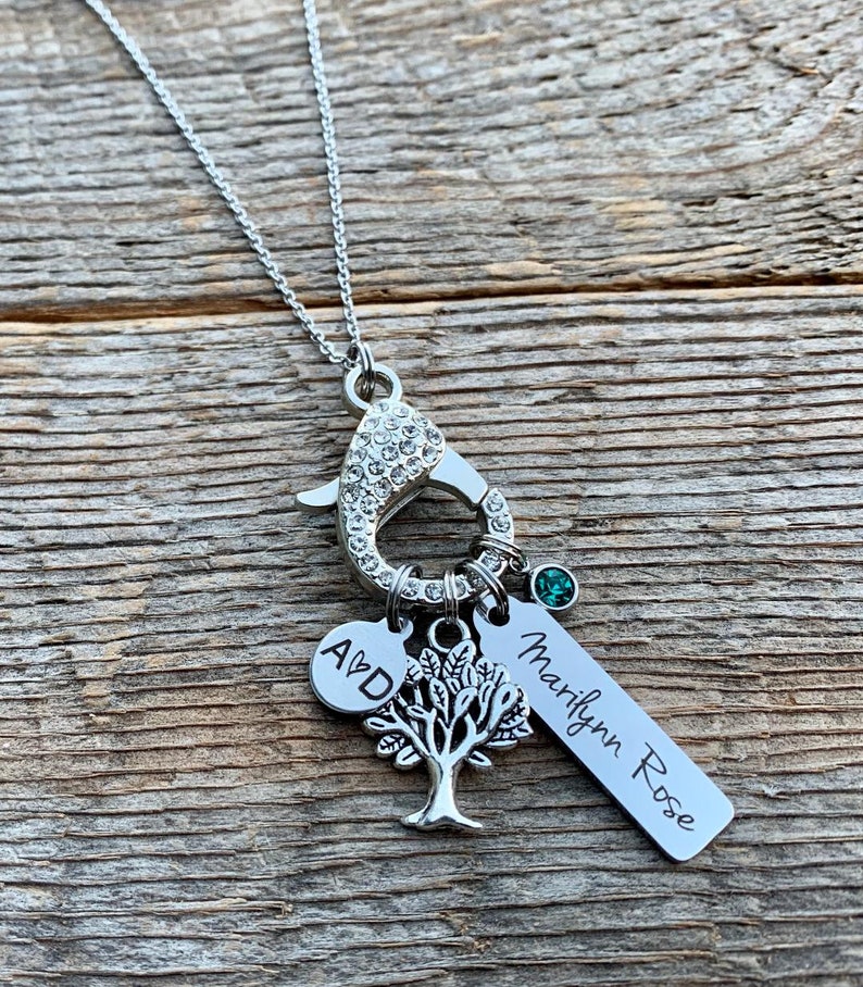 Personalized necklace, Mom gift, mom necklace, charm necklace, women jewelry, gifts for her, children name necklace pave image 2