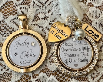 Daughter in law wedding gift, wedding bouquet charm, bridal bouquet charm, something blue, daughter wedding gift, bridal shower gift, bride