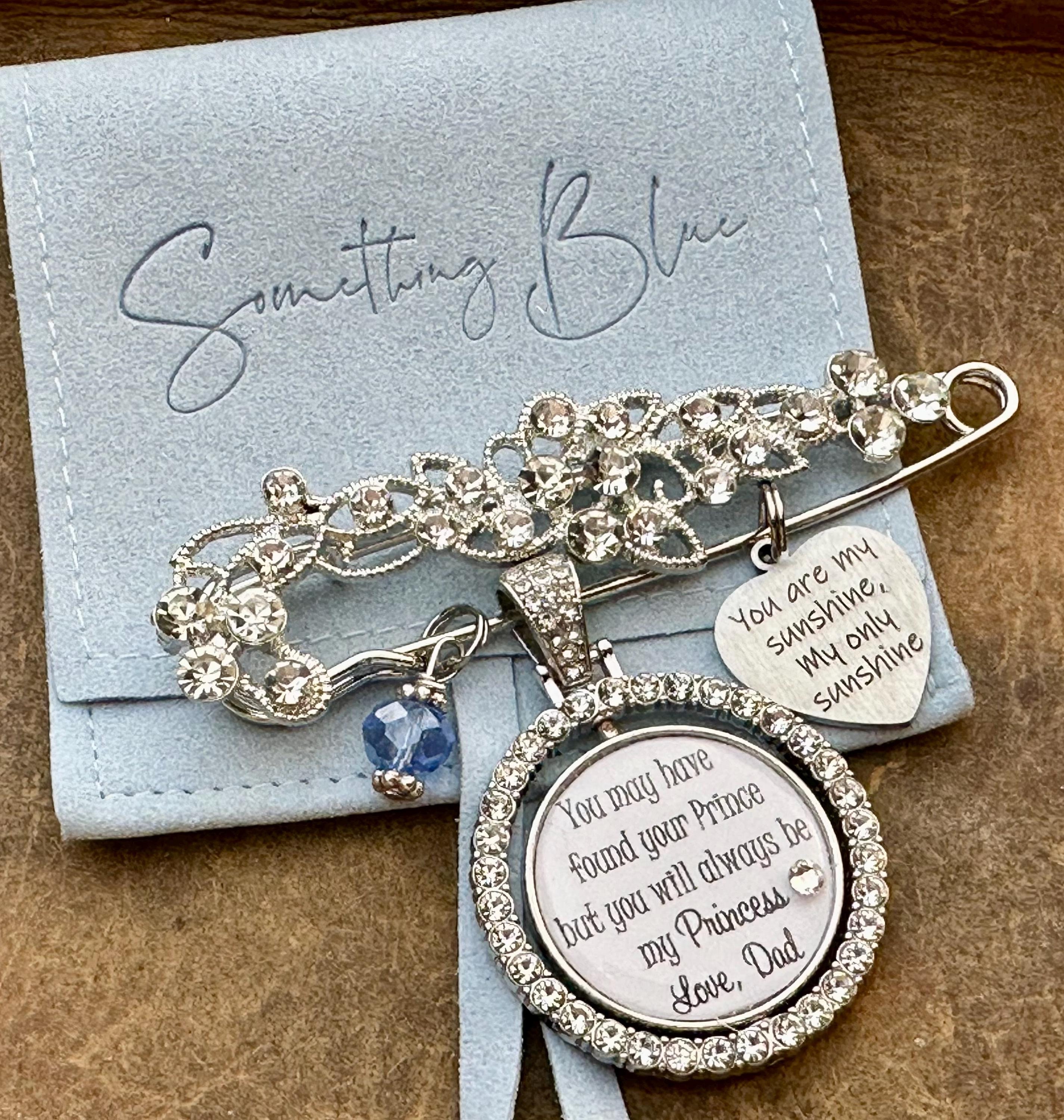 Something BLUE, something blue pin, Wedding bouquet charm, Daughter wedding gift, Bridal bouquet charm, you are my sunshine, daughter gift