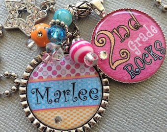 Back To School, PERSONALIZED teacher gift  -  Teacher appreciation, Grade Rocks, Special Teacher charm, Princess Crown
