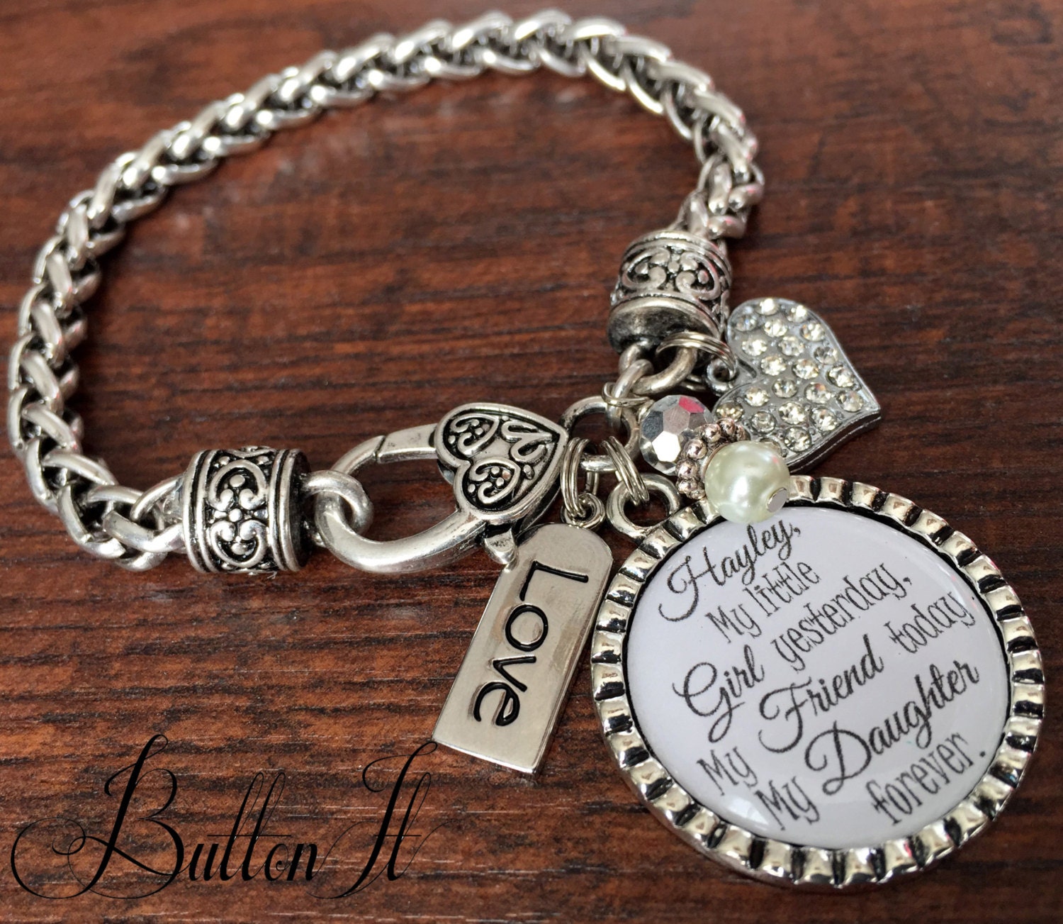 Personalised Charm Bracelet for Girl baby Gift Daughter Sister made for you 