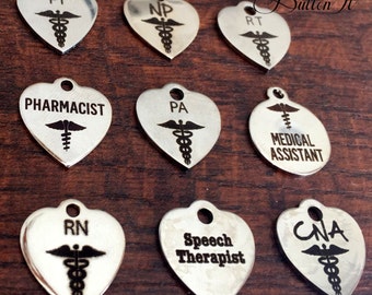 Add a charm to any Buttonit order - Graduation, Graduate, RT, PT, RN, nurse, Pa, Pharmacist, Cna, Speech Therapist, Medical assistant, Np