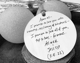 Christmas ornament, wedding vows, handwriting, handwriting gift, wedding vows gift, wedding gift, wedding gift for couple unique, keepsake
