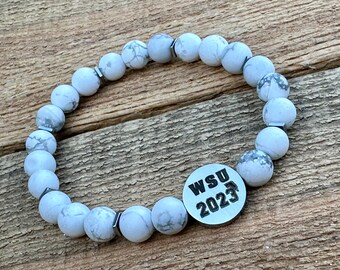 CLASS of 2024, GRADUATION gift, SENIOR 2024, Graduate bracelet, She believed she could so she did, grad, senior night, amazonite bead