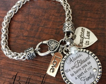 Daughter in law bracelet, future daughter in law, bride heart, giving away my son is not an easy thing to do, lucky to be giving him to you