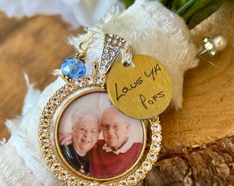 Handwriting wedding bouquet charm, bridal bouquet charm, bridal memorial charm, bridal shower gift, something blue, wedding bouquet charm