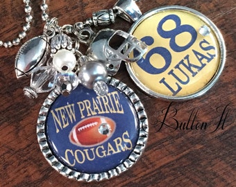 Personalized necklace, Football Mom, SPORTS jewelry, jersey number, charm necklace, basketball, soccer, wrestling mom, volleyball, Christmas