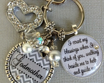 GODMOTHER Gift, Special Grandma, Aunt gift, Mom, charm Necklace, Baptism gift, walk beside me to help guide me, Heart Charm