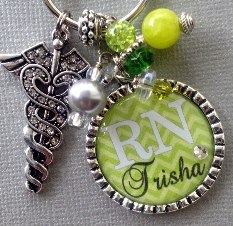 Nurse RN Personalized Keychain Chevron Keychain Etsy