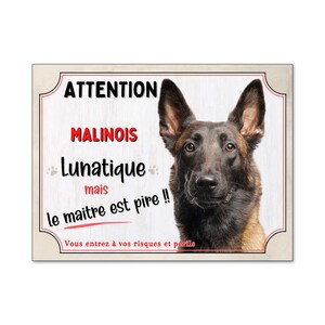 Plaque Humour Chien Malinois - Métal Aluminium 15x20cm, Déco Extérieure Résistante - 3