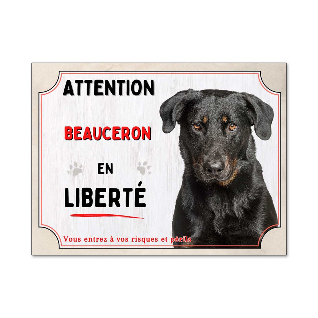 Beauceron Plaque Attention au chien déco maison Panneau portail main image 1
