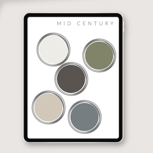 Mid Century Modern Paint Color Palette Interior, Sherwin Williams ...