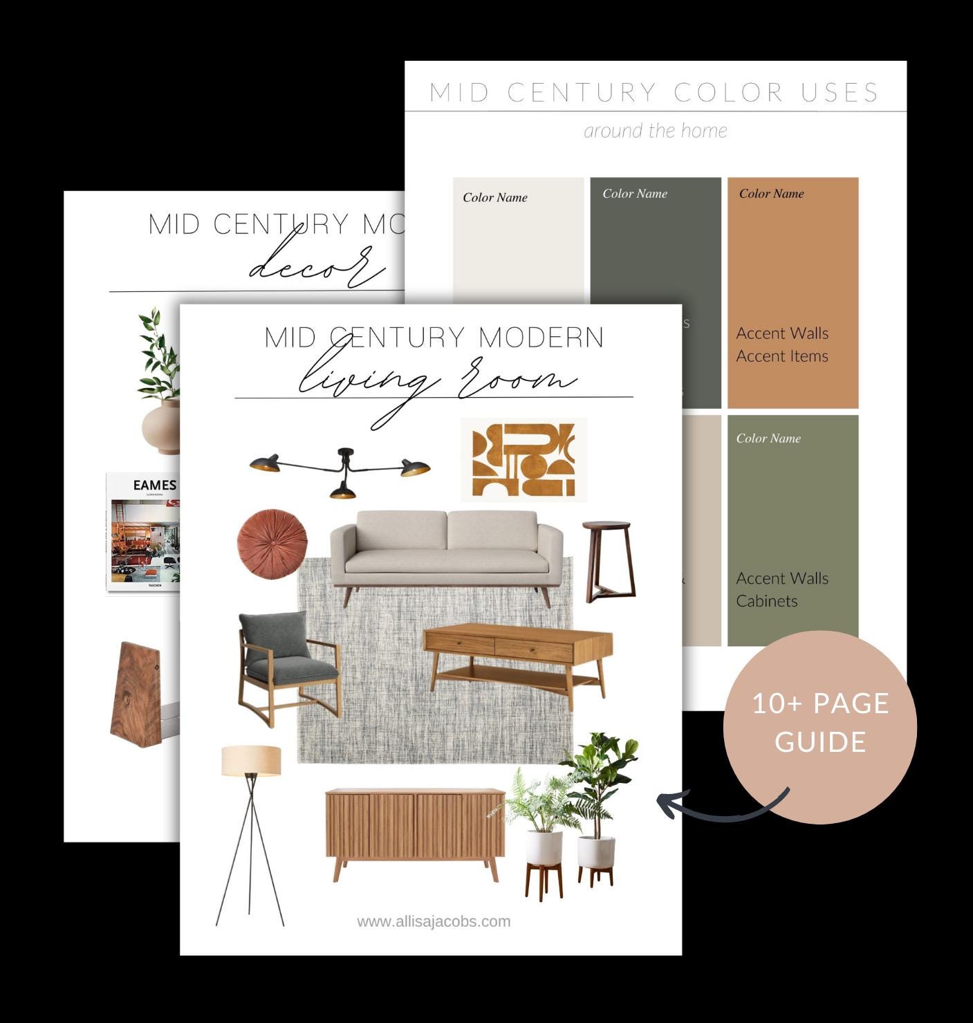 Mid Century Modern Interior Design Package, Living Room Decor Ideas ...