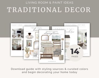 Traditional Home Decor, Living Room Interior Design Package, Decorating PDF Download