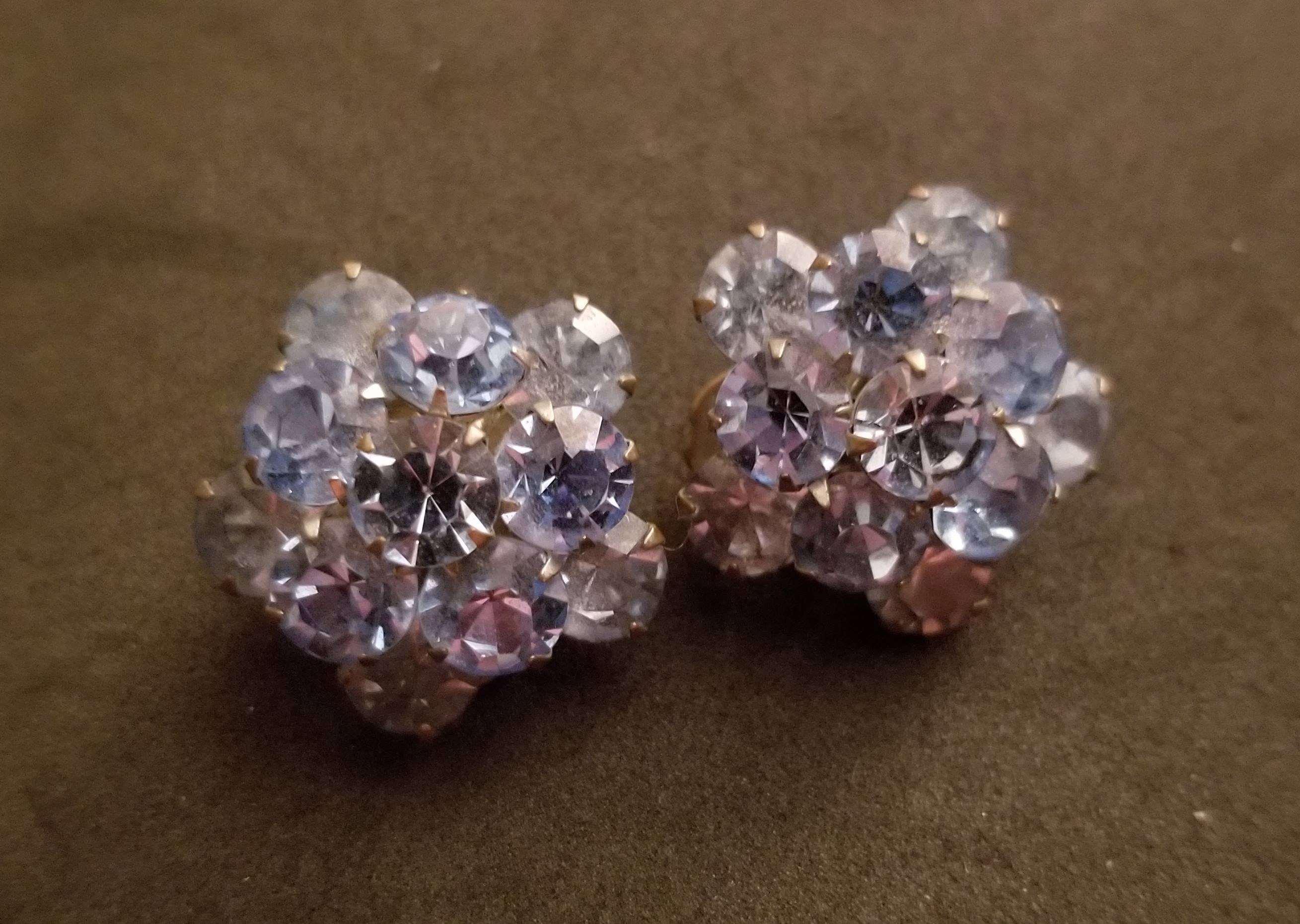 Vintage Blue Rhinestone Cluster Rhinestone Earrings 3 Tiers - Etsy