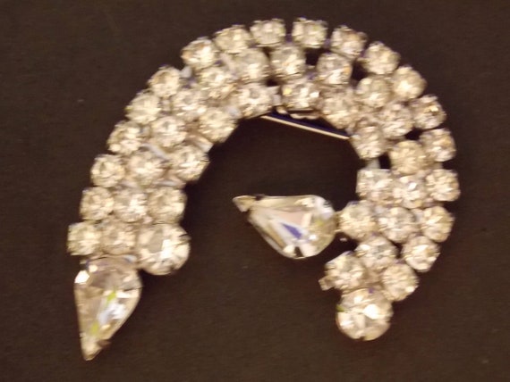 C Curve rhinestone pin brooch pronged - image 2