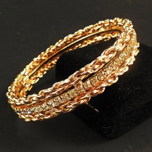 Rhinestone Bangle Bracelet gold tone SPARKLE!!