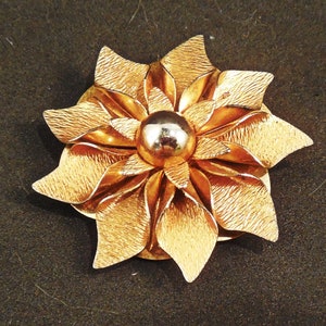 Lieba vintage dress scarf clip gold tone 3 layered flower