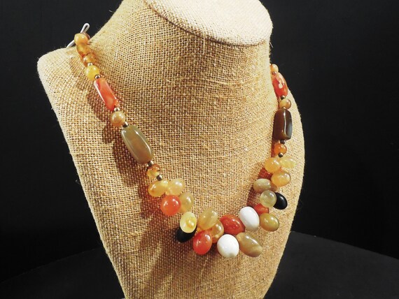 Crackle Agate Necklace,White Jade Necklace,Beaded Necklace,Gemstone Necklace,Women/'s Necklace