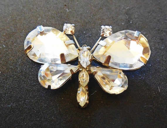 Butterfly enhancement faux pin brooch rhinestone … - image 3