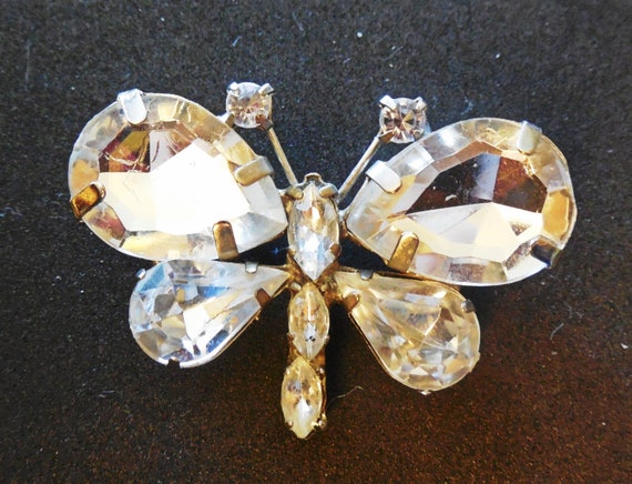 Butterfly enhancement faux pin brooch rhinestone … - image 1