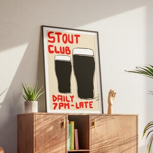 Stout Club Art Print Plik cyfrowy Tylko oryginalny pub Sztuka ścienna Napoje Impreza Wydruki Tło Nowoczesny irlandzki Prezent