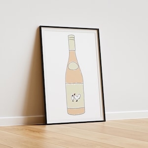Huhn Weinflasche Digitaler Kunstdruck - Einzigartiges minimalistisches Dekor für Weinliebhaber