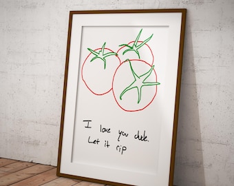Tomato Digital Art Print – 'I Love You Dude', Kitchen Decor (Digital Download) The Bear