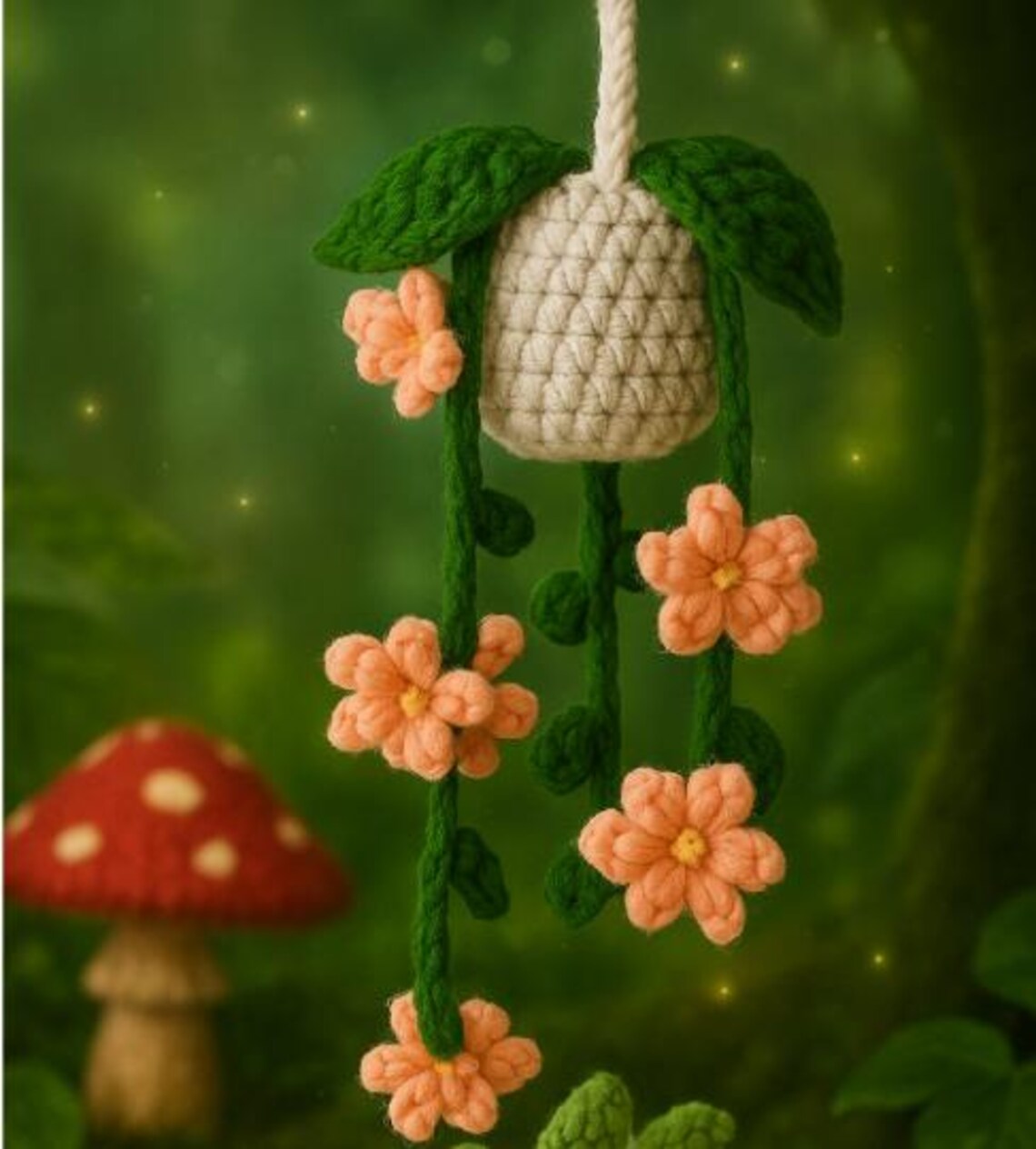 Plant Crochet Pattern Car Hanging Plant Crochet PDF Cute Hanging