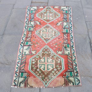Türkischer Teppich, Kleiner Teppich 2 x 1,2 m, Geometrischer Teppich Vintage, Dekorativer Anatolischer Läufer, Boho Wohndekor, Eingangsbereich, Handgefertigter Teppich