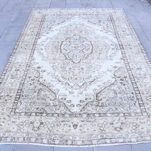 6x9 Large Rugs, Turkish Rug, Vintage Rug, Antique Rugs, Rugs For Dining Room, 5.6x8.6 ft Beige Rug, Vintage Turkish Rug, Large Wool Rug,