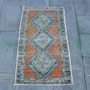 Turkish Rug, 2x3 Small Rug, Vintage Rug, Oushak Rugs, Rugs For Bathroom, 1.7x3 ft Orange Rug, Neutral Scandinavian Style Rug, Bath Mat Cute,