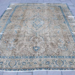 Turkish Rug, 10x12ft Oversize Rug, Vintage Rug, Tribal Rug, Rugs For Living Room, 300x369cm Brown Wool Rug, Bedroom Rug