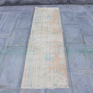 Vintage Turkish Runner Rug, Soft Pastel Hues, Elegant Floral Patterns, 2x6ft, Antique Style, Unique Home Decor