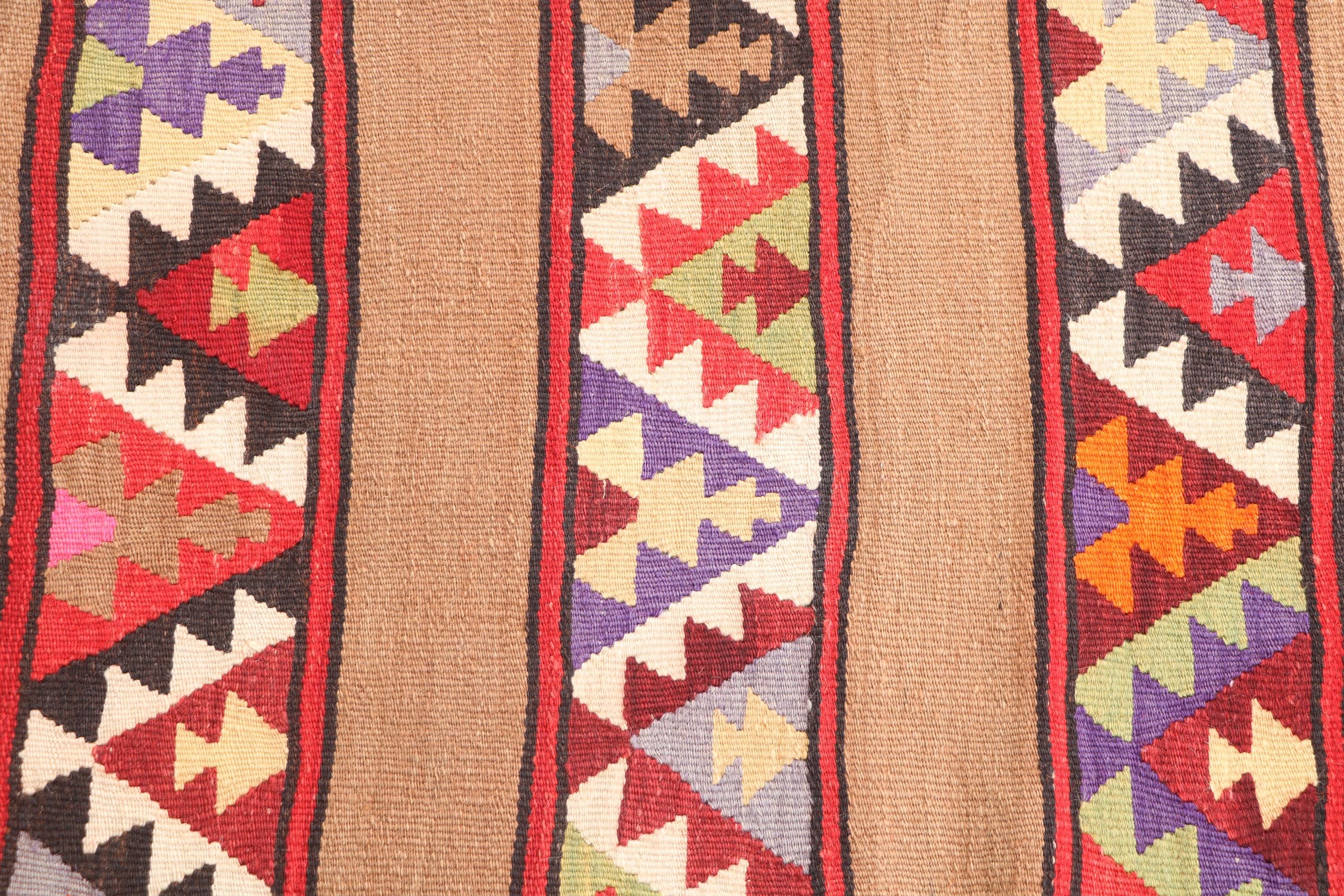 ヴィンテージ トルコ キリム ラグ、幾何学模様ウール、5.2 x 8.4