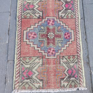 Vintage Turkish Door Mat, Geometric Pattern, Colorful Bohemian Rug, 2x3ft, Handwoven Craftsmanship, Unique Home Decor