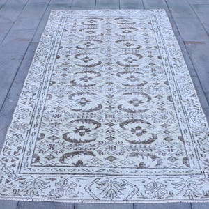 4x8 Area Rug, Vintage Rug, Turkish Rug, Antique Rug, Rugs For Dining Room, 4.5x7.8 ft Green Rug, Rustic Turkish Rug, Oushak Wool Area Rug,