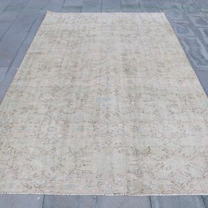 Vintage Turkish Rug, 6x9ft Area Rug, Muted Oushak Carpet, Living Room Decor, Handmade Large Rug, Turkish Home Decor