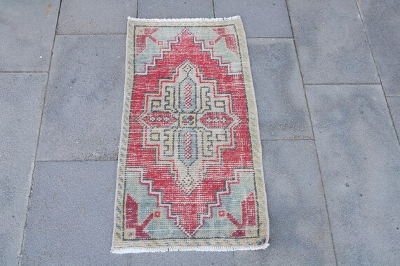 ヴィンテージ トルコ ラグ、2 x 3 フィートの手織りカーペット