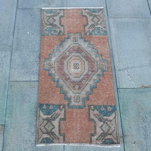 2x3 Small Rugs, Turkish Rug, Vintage Rug, Antique Rug, Rugs For Bathroom, 1.4x2.9 ft Orange Rug, Boho Chic Turkish Rug, Door Mat Rug