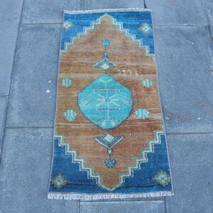 Vintage Rug, 2x3 Small Rugs, Turkish Rug, Antique Rug, Rugs For Entry, 1.5x2.9 ft Orange Rug, Modern Minimalist Wool Rug, Wool Bath Mat,